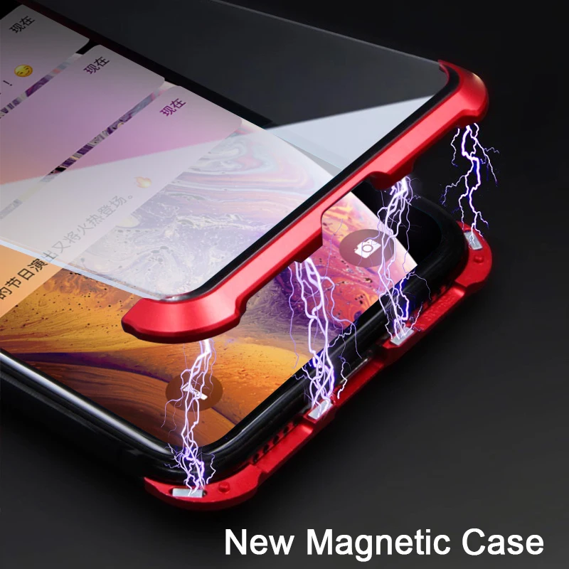 Магнитный адсорбционный чехол без оправы для iPhone XR XS MAX X, закаленное стекло 9 H, Передняя Задняя крышка для iPhone XS Max XR, чехлы