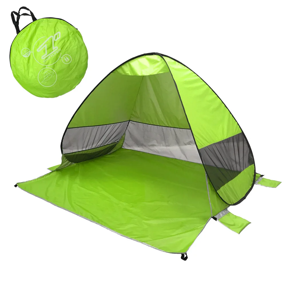 Fluorescent green Пляжная палатка полностью автоматическая 2 секундная скорость Пляжный Тент Палатка для семьи палатки для отдыха на природе палатки сверхлегкие свободные палатки - Цвет: Fluorescent green