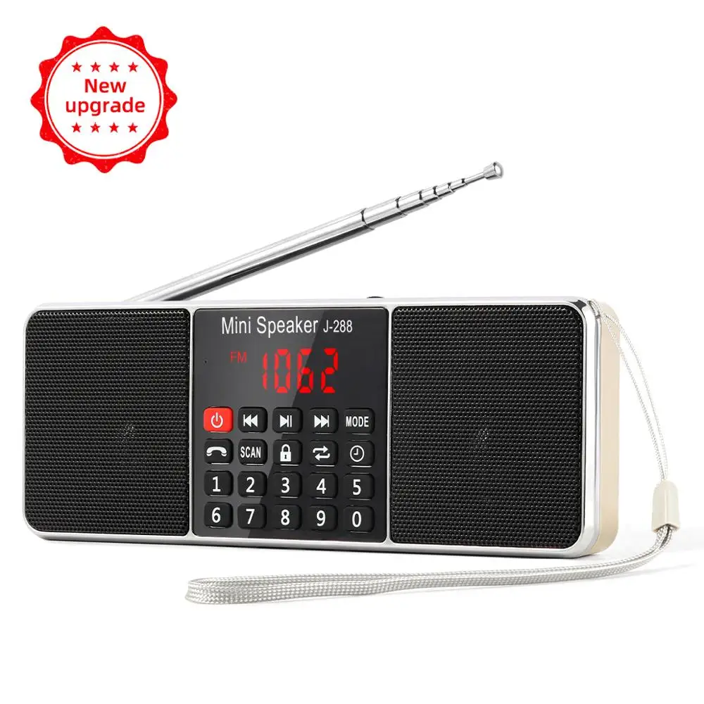 Gold PRUNUS J288 портативное перезаряжаемое радио AM FM стерео радио приемник Bluetooth динамик Поддержка TF карта usb-диск AUX MP3 play - Цвет: Gold