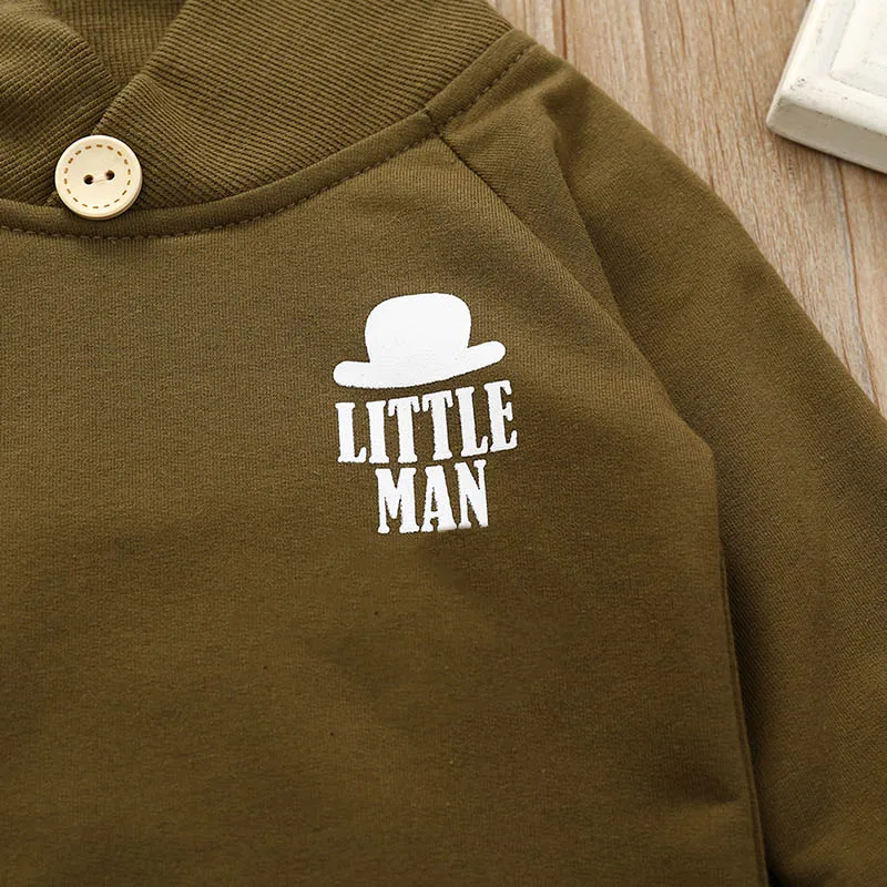 Новая осенняя одежда для маленьких мальчиков и девочек, толстовка с длинными рукавами и буквенным принтом+ штаны, повседневный костюм, комплект