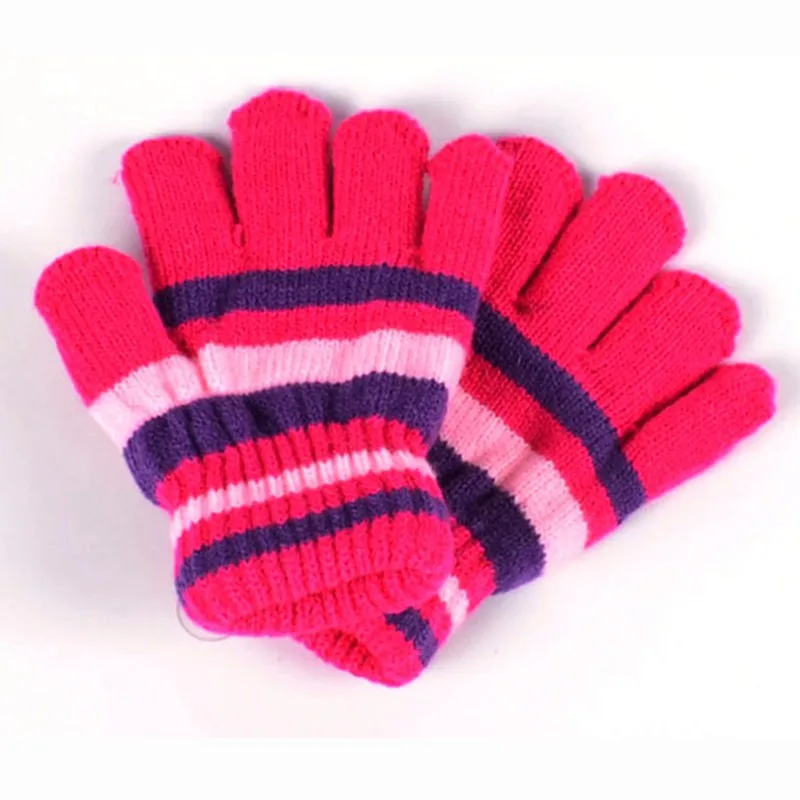 Теплые вязаные детские перчатки со снежинками, разноцветные перчатки для девочек, варежки с пятью пальцами для девочек, детские аксессуары на осень и зиму
