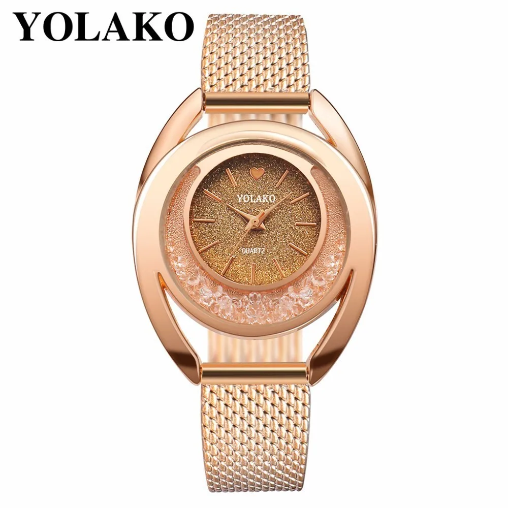 

Fashion Women Rhinestone Watches Luxury Plastic Leather YOLAKO Brand Clock Female Dress Quartz Watches Relogio Feminino Hot