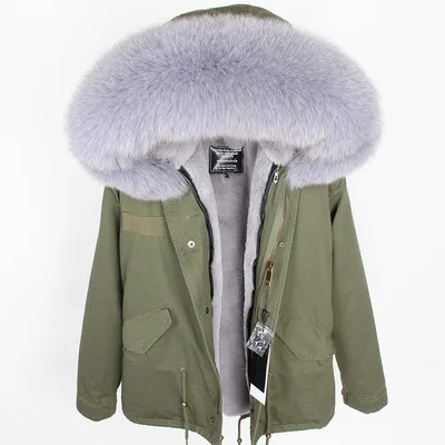 big size S-7XL Новинка, зимняя куртка с капюшоном и воротником из натурального меха енота, Женская парка, меховое пальто, модная Толстая теплая уличная одежда - Цвет: big size S-7XL