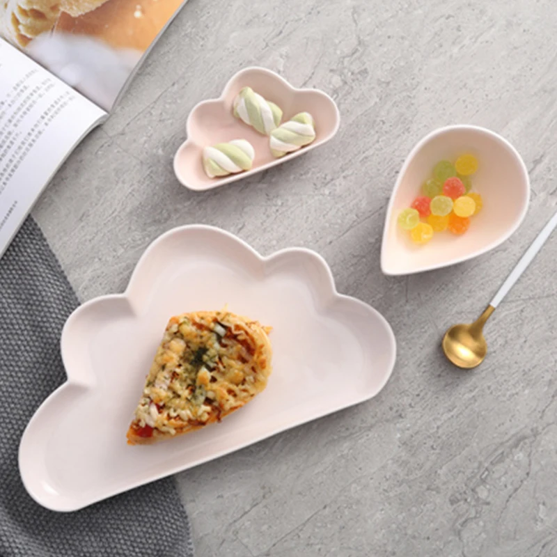 lekoch 1pcs Creative tableware suit lovely claud mini raindrop plate zakka mini fast food tray sauce dish salad sushi cake fruit
