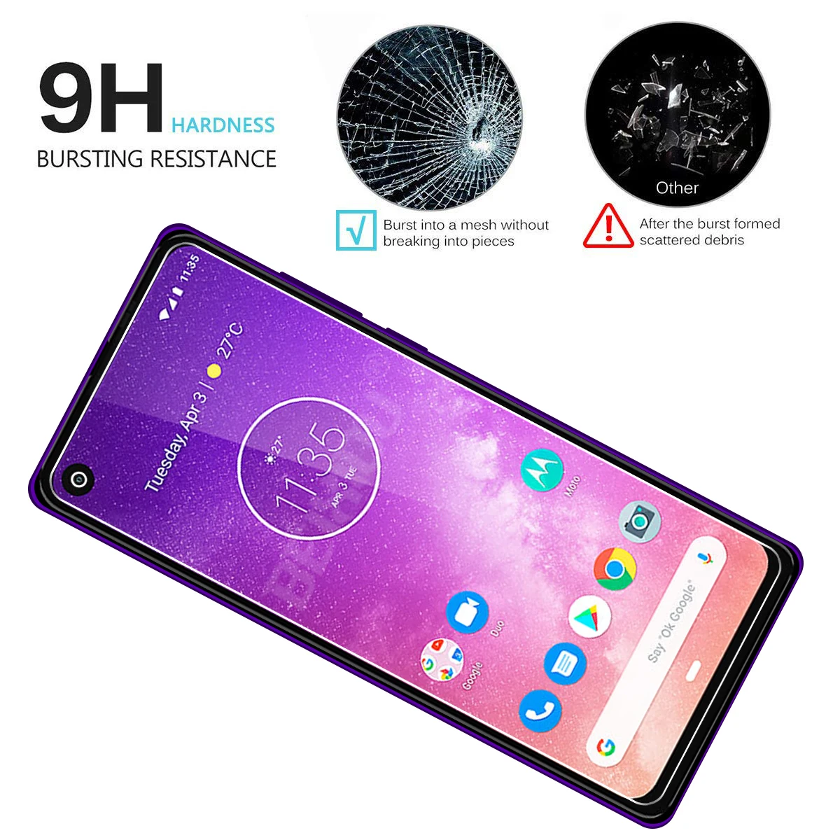 2 PCS Full Tempered Glass For Motorola One Vision Screen Protector 2.5D 9h tempered glass For One Vision Protective Film