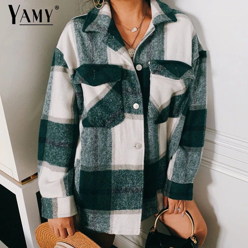 Kopen Winter jassen en jassen vrouwen rood groen plaid jas dames koreaanse jassen dames oversized jas winter jassen vrouwelijke Herfst