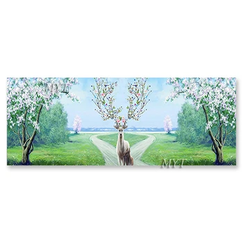 

Latest Design Outdoor Forest Scenery Oil Painting 100% Hand Painted Spring Landscape Canvas Wall Decor Picture Art Entrance Deco
