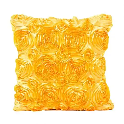 Golden Yellow Европейский стиль 3D Розы вышитые Чехлы для подушек наволочки для дома Свадебные Декоративные диванные подушки - Цвет: Golden Yellow