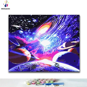 

DIY Coloring paint by numbers Planet paintings by numbers with kits 40x50 framed