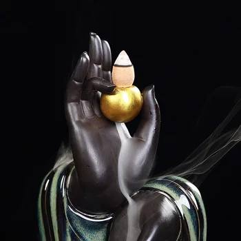 

Backward incense burner Buddha large incense burner home incense way Zen decoration ceramic back incense burne spiritual decor