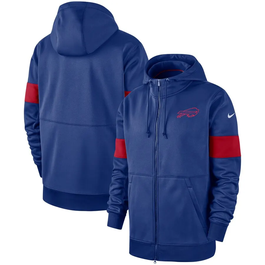 Buffalo Bills куртки мужские Sideline Производительность Полный-молния Толстовка Королевский