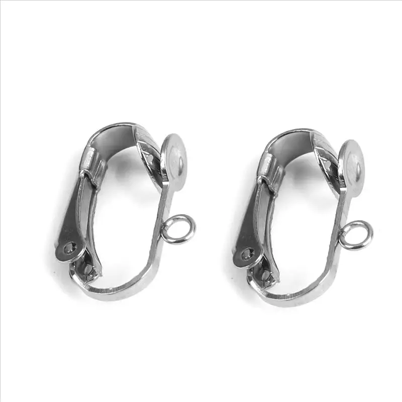 Новые серьги-Клипсы из нержавеющей стали, серебряные серьги-клипсы, модные ювелирные изделия для женщин и девушек, подарки с петлей 16 мм x 12 мм, 10 шт