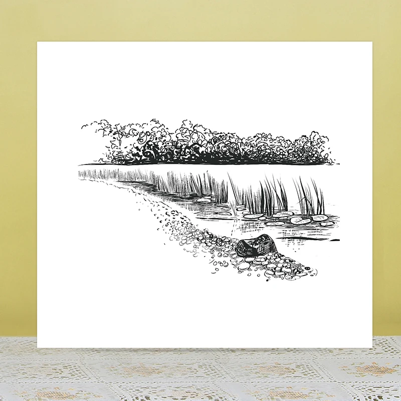 AZSG Scenery tree Rivers Clear Stamps/Seals For DIY Scrapbooking/Card Making/Album Decorative Silicone Stamp Crafts
