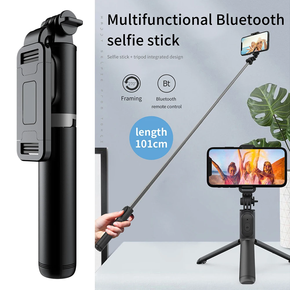 Mini palo de Selfie plegable con Bluetooth, palo telescópico plegable con Bluetooth 4,0 para teléfono inteligente iPhone y Android