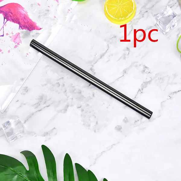 Black 1/4/8 шт. Цвет Золото Нержавеющая сталь соломинкой Многоразовые Высокое качество 304 нержавеющая сталь металл многоразовые соломы - Цвет: Black