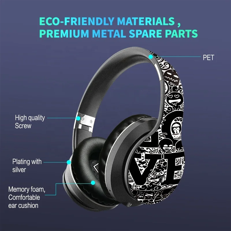 IWALK Wireless Headphones Bluetooth 5 0 Stereo Memory Card Insert Card To Play Music Earphones 2020 Youth Graffiti Skateboard