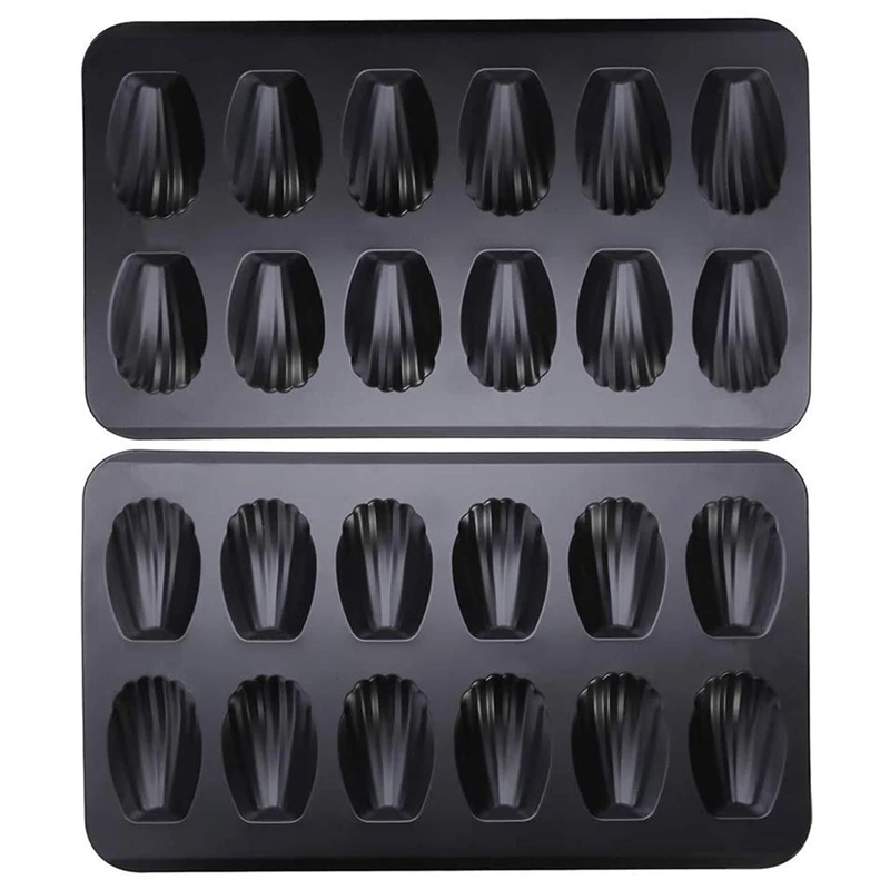 

Non-Stick Madeleine Pot, Baking Mold 12 with Shell Cake Baking Tray Chocolate Non-Stick Baking Tray, Used for Oven Baking Black