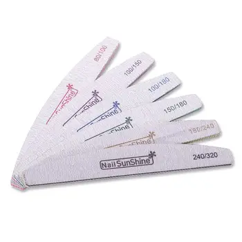 

100/180 Double Side Half-Moon-Shaped Nail File Nail Buffer Washable Grinding Polishing For UV Gel Polish Tool
