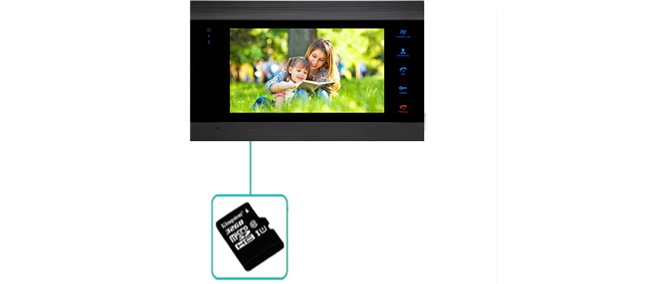 7 дюймов крытый монитор видео-телефон двери дверной звонок Домофон Системы видео Запись фотосъемке настенного монтажа черный