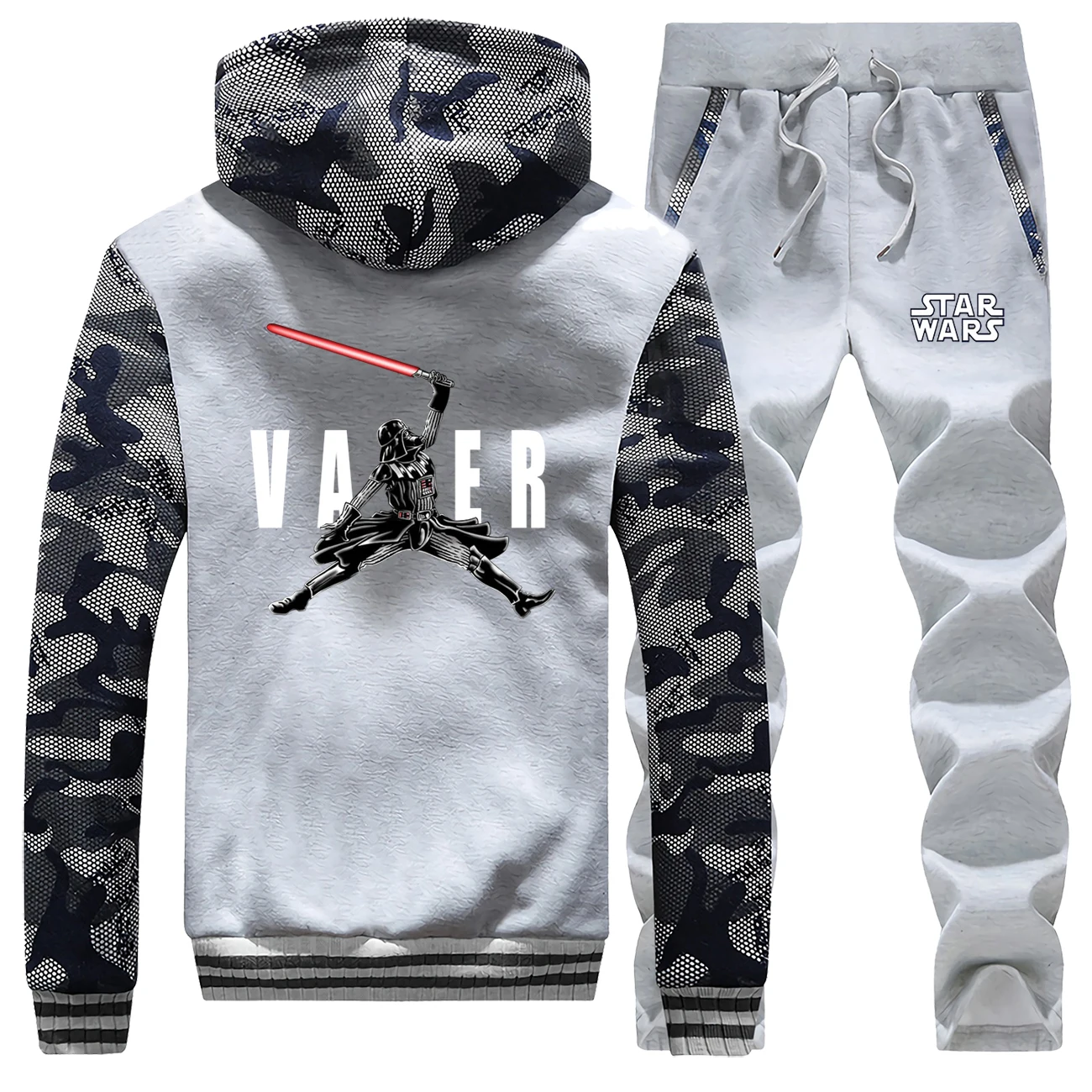 2019 Winter Men Coat Thick Hoody Darth Vader Star Wars Cartoon Hoodies Suit Sportswear Camouflage Warm 3