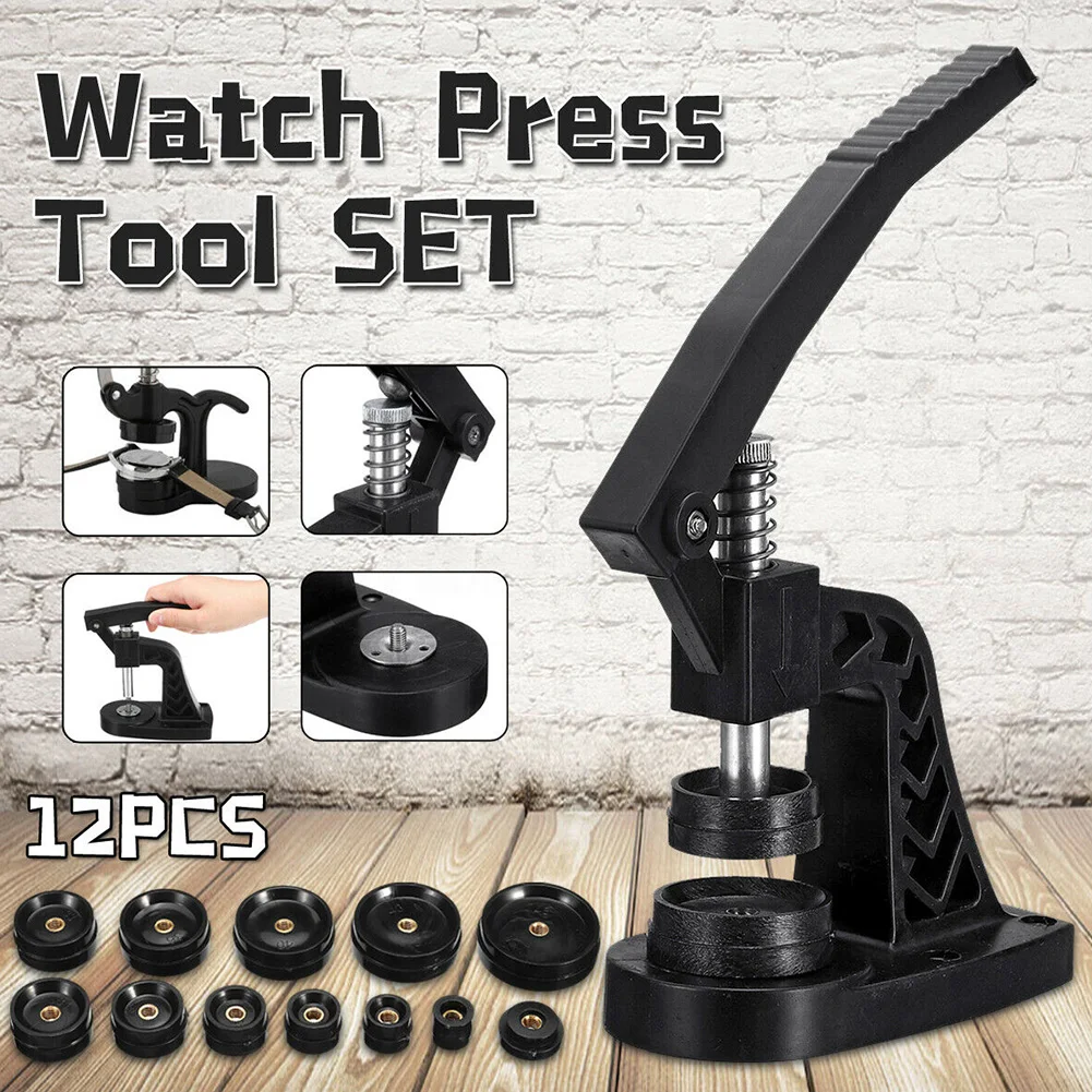 Black Repair Tool Plastic Durable With 12 Dies Back Closer Remover Opener Practical Cover Watch Case Press Professional Parts |