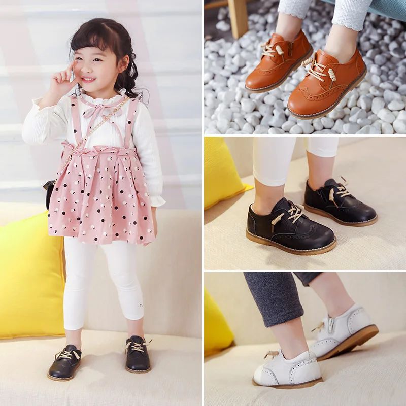 new fall children genuine leather shoes boys girls retro single shoes baby tendon soft bottom anti-slip full cowhide shoes