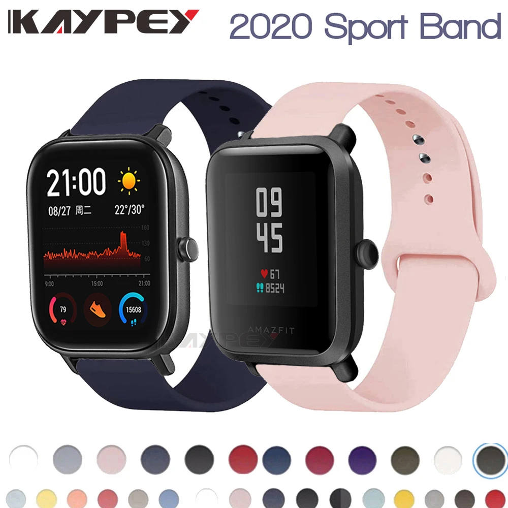 Ремешок силиконовый для смарт часов Xiaomi Huami Amazfit Bip BIT Lite 1S браслет GTS / GTR 42 мм 20
