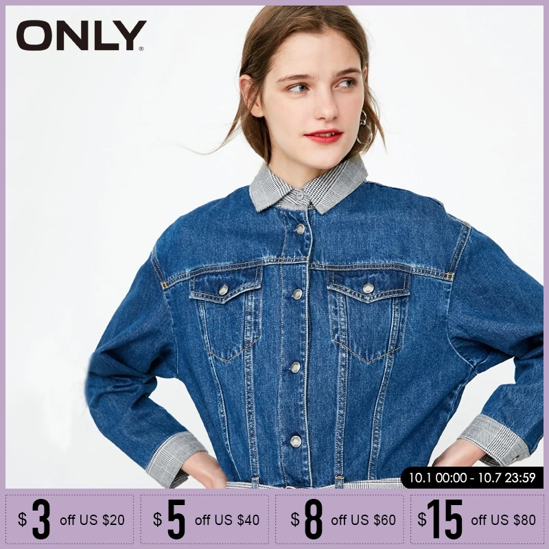 

ONLY Autumn Stitching Collar Denim Jacket Short Jean Coat | 118354510