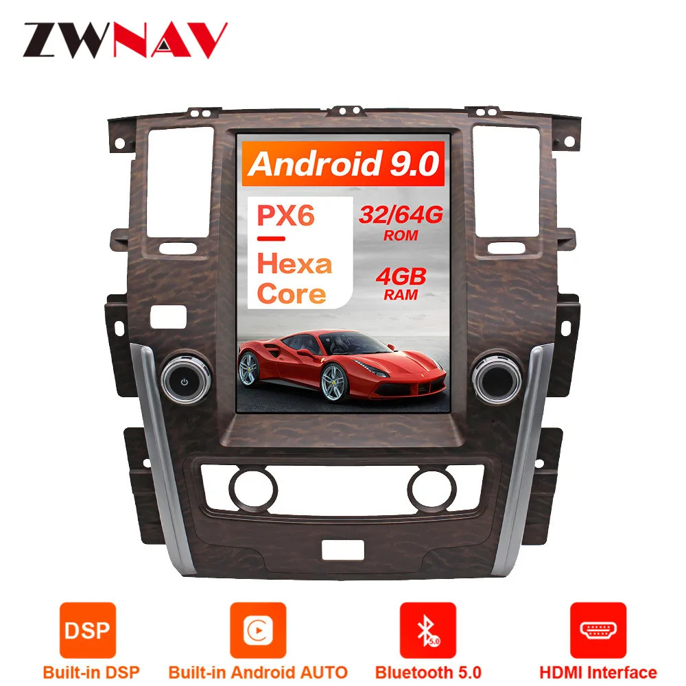 

Android 9 4GB DSP Tesla style PX6 Car GPS Navigation For NISSAN PATROL 2010+ head unit multimedia player autoradio tape recorder