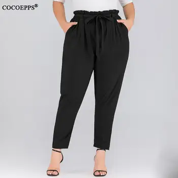

COCOEPPS XL-4XL 2020 Spring Plus size Women Harem Pants Casual Summer Black Office Trousers Lady Large Size High Wiast Work Pant