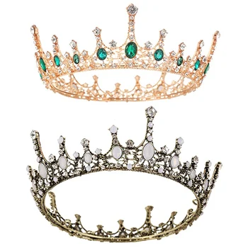 

Vintage luxury Imitated Emerald Crystal Tiaras and Crowns Hair Jewelry Women Girls Headpiece Wedding Bridal Hair Accessories