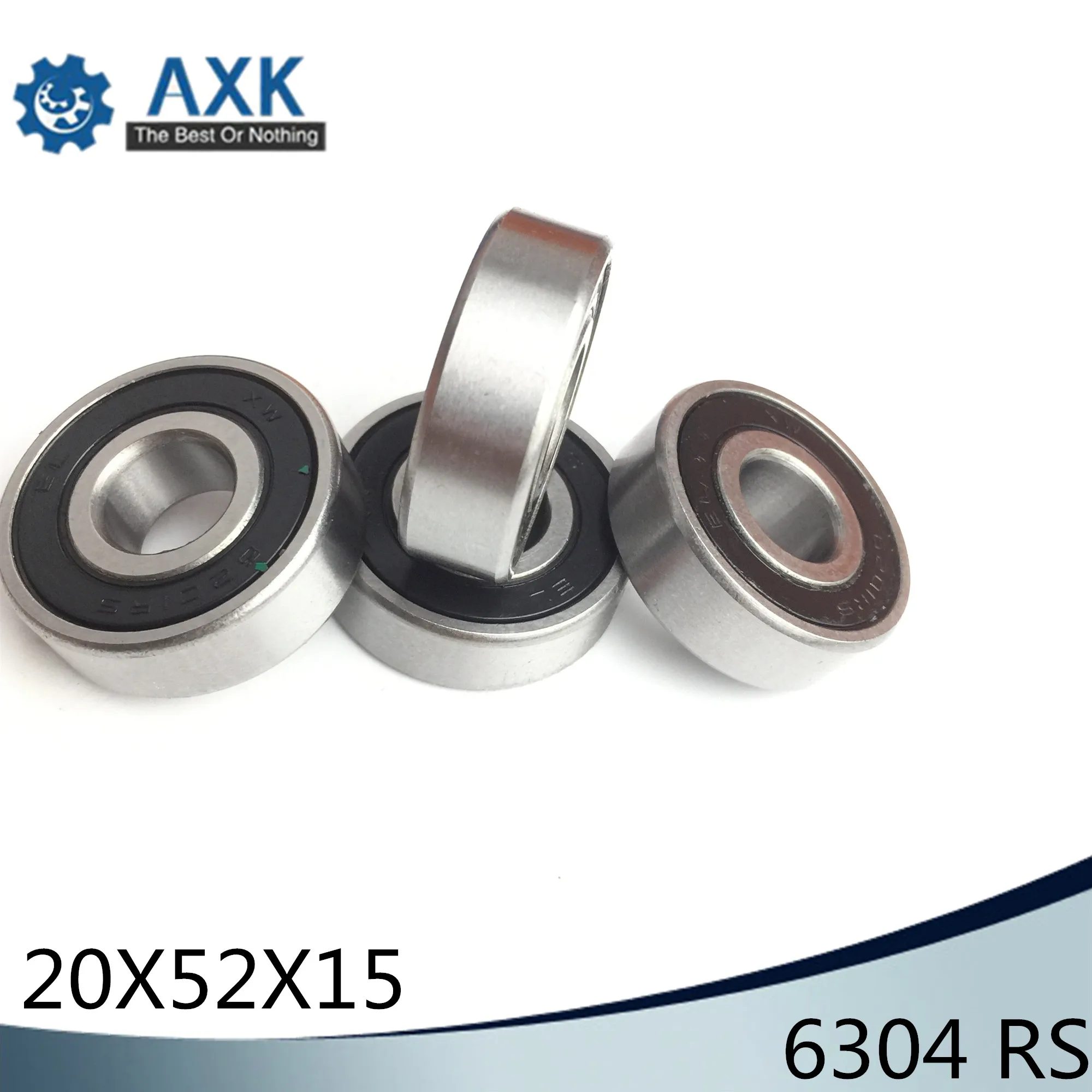6304RS Bearing ABEC-3 (2 PCS) 20*52*15 mm Deep Groove 6304-2RS Ball Bearings 6304RZ 180304 RZ RS 6304 2RS EMQ Quality