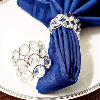 

8 Pack Napkin Rings with Crystals for Place Setting, Dining Table, Dinner Party, Wedding, Reception, Holiday, Christmas, Thanksg