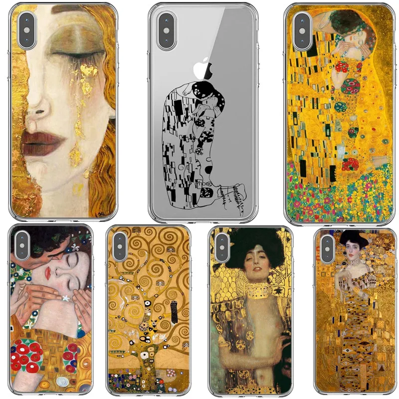 Дизайнерские мягкие силиконовые чехлы Kiss by Gustav Klimt для iPhone 6 6S 7 8 Plus X XR XS MAX 11 Pro Max |