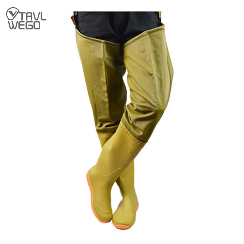 

TRVLWEGO Fishing Clothes Hunting Wading Pants Transplanting Waterproof Suit Breathable Lace-Up Waders Overalls Fly Trousers PVC