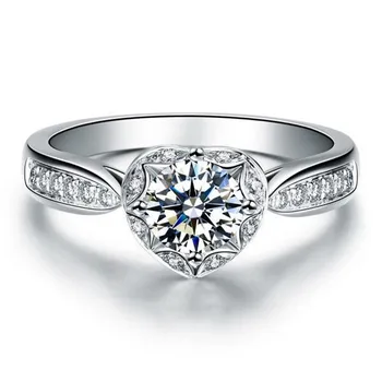 

Test Positive 1Ct 6.5mm D-E Round Cut Moissanite Diamond Ring 925 Sterling Silver Ring Engagement Ring for Women Gorgeous Ring