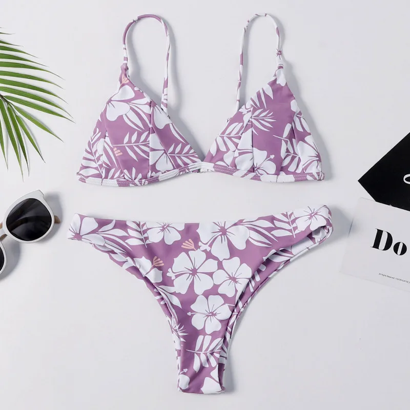 

Double-Sided Printing Bikini Female Floral Swimwear Women Bathing Suit Lady Swinsuit Summer Water Sports Brazilian Bikini Set