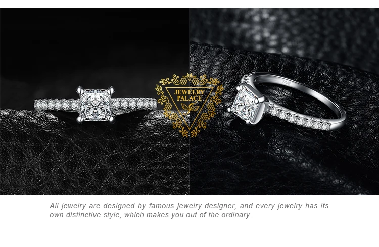 JPalace 1.6ct принцесса срезанное обручальное кольцо 925 пробы серебряные кольца для женское кольцо на юбилей свадебное кольца из серебра 925 пробы, ювелирные изделия