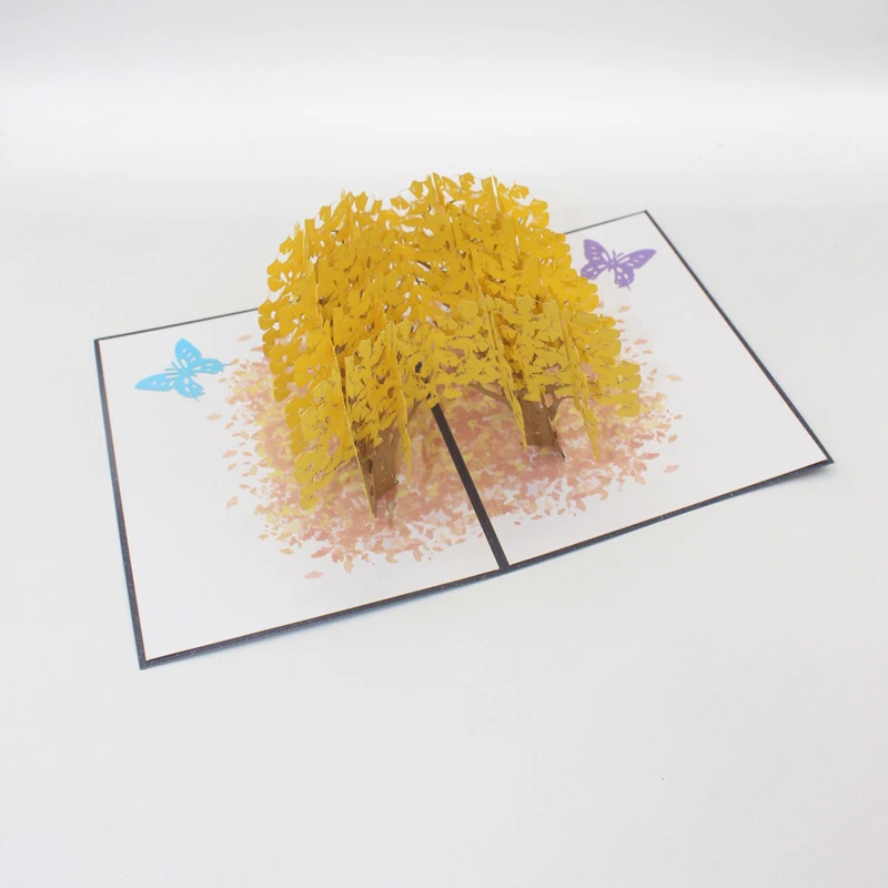  3D Handmade Butterfly Ginkgo Tree Forest Paper Invitation Greeting Card Wedding Party Valentine's D - 4.00031E+12