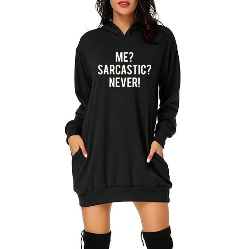 

ME SARCASTIC NEVER Letter Print Winter Hoodies Sweatshirt Women Long Sleeve O-Neck Casual Hoodies Tops Harajuku Streetwear
