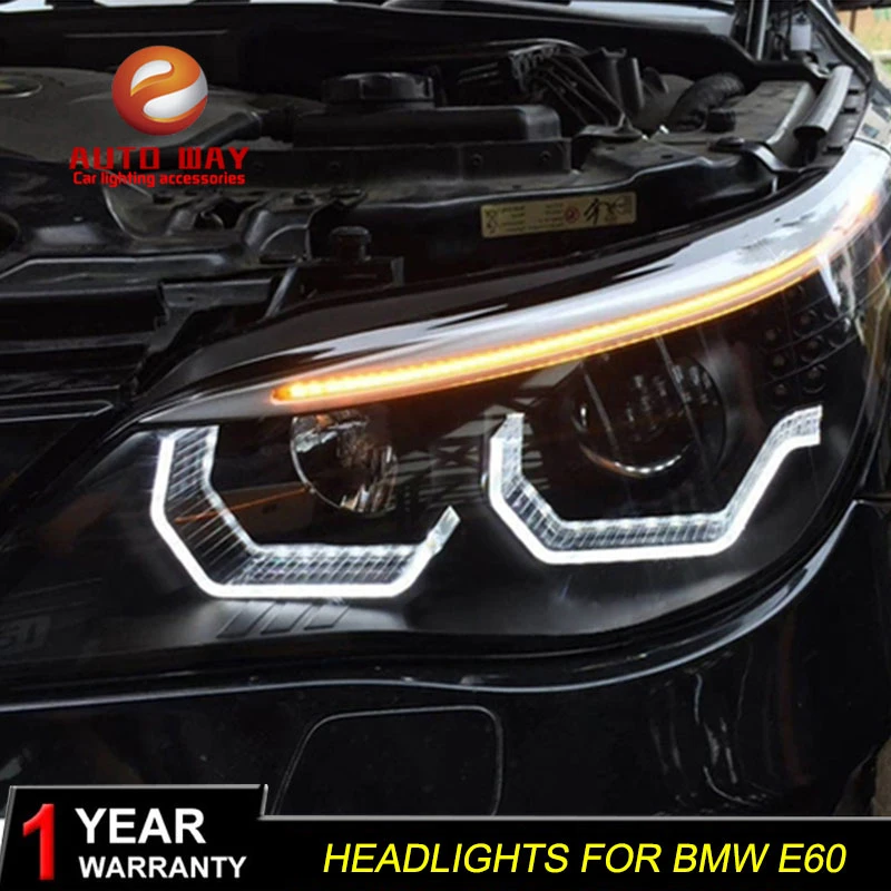 car styling case for bmw e60 headlights 2003 2010 e60 headlight 523i 530i led headlight drl lens double beam hid xenon car light assembly aliexpress