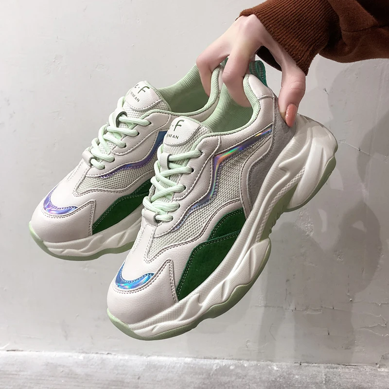 

Mesh Breathable Women Chunky Sneakers 2020 Fashion Summer Women's Platform Shoes Brand Trainers Ladies Footwear White