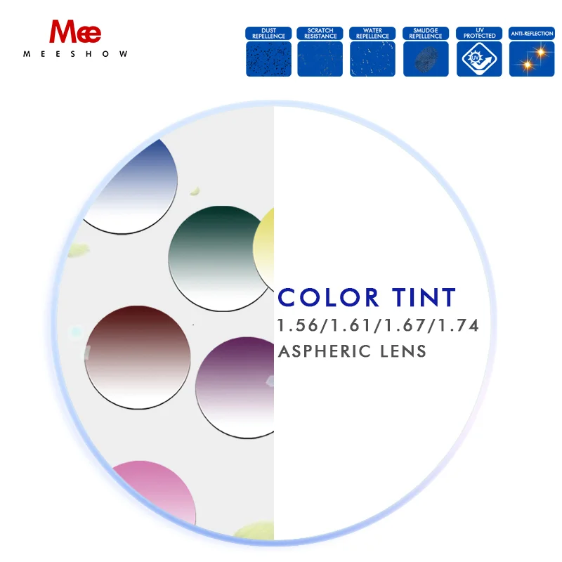 

1.67 ASP Resin Lenses Gradient Optical Lens UV400 Reflective Coating Custom Eyeglasses for Myopia Presbyopia or Reading Lenses