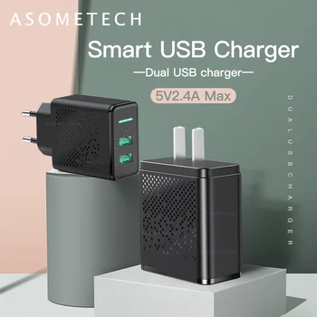 

5V 2.4A LED Dual USB Charger Fast Phone Charger Adapter US EU Plug Portable Travel Wall Charger For iPhone Samsung Xiaomi Huawei