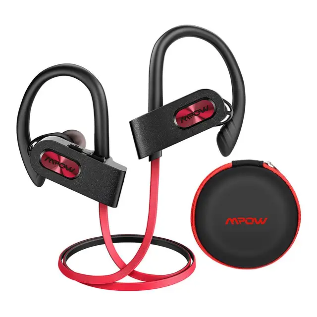 Mpow Flame 2 Bluetooth 5.0 Earphone IPX7 Waterproof Wireless Headphone With 13 Hours Playtime Noise Canceling Mic Sport Earphone Black-Red Earphone