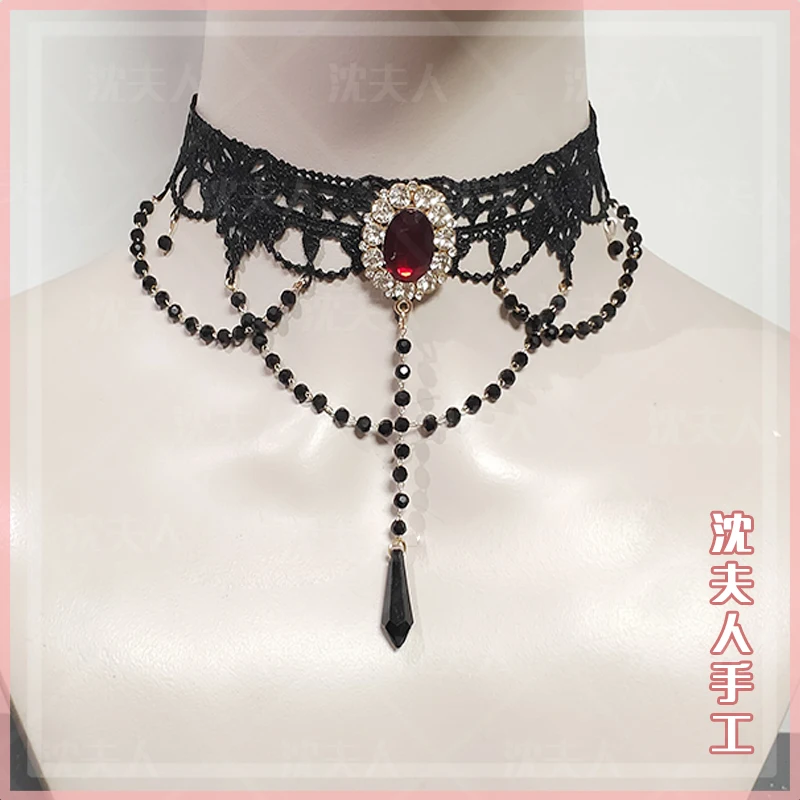 

Lolita Original Gothic Style Lace Necklace Gem Crystal Icicle Dark Gorgeous Necklace