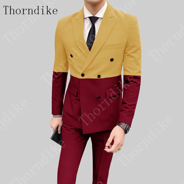 Thorndike зеленый сшитый мужской костюм выступление мага сценический наряд ночной клуб Мужской певец и ведущий костюм свадебная одежда