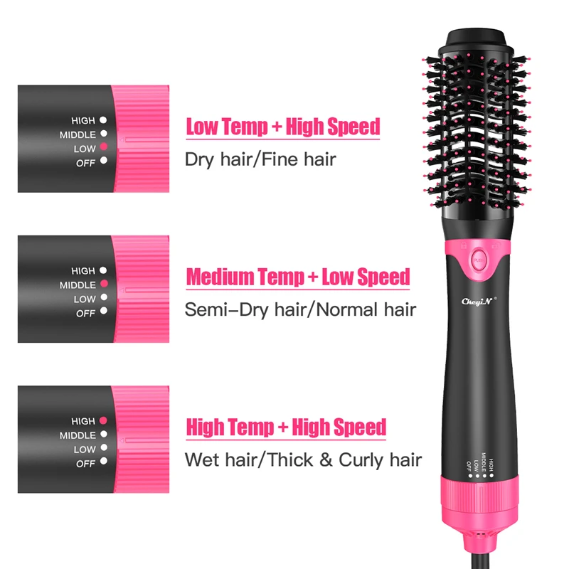 Escova de Secador de Cabelo Acima do ar 3 em 1 Intercambiáveis Rápido Aquecer Quente Pente Rolo Modelador Cabelo Elétrico Abaixo Secador 3 Velocidades 31 1000 w 11 Cheap Secadores de cabelo
