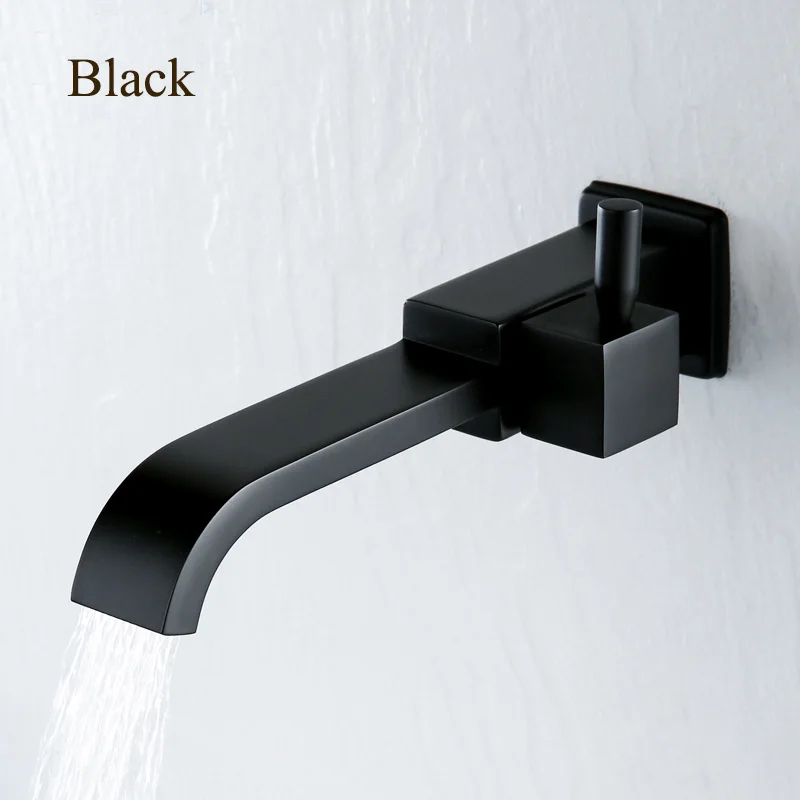 Matte Black Смеситель для ванной комнаты, настенный смеситель для ванны с холодной водой, кран для раковины с водопадом, Очищающий кран для бассейна, матовый черный квадратный - Цвет: Matte Black