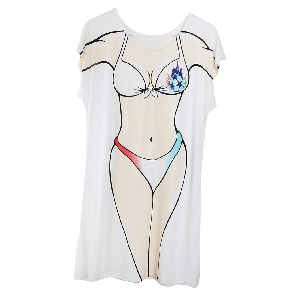 Novelty Young Girl 3d Print T-shirt Women's Fashion Cover-Ups Swimwear Bikini Hen Night Pajama Oversize T-Shirt Tee